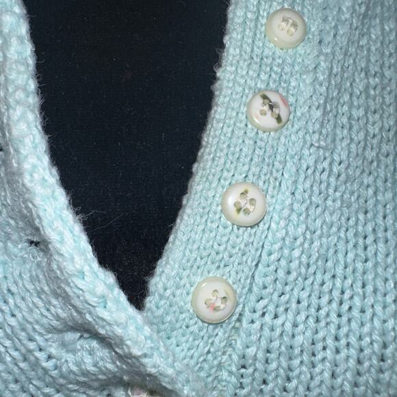 Vtg Club Sportif De Paris Pullover Sweater Size M Baby Blue V Neck Button Detail - Picture 5 of 11